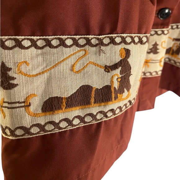 Vintage 1970s Herr’s Furs Nino-Flex Parka Embroidery Rust Brown Size Large - Picture 6 of 14